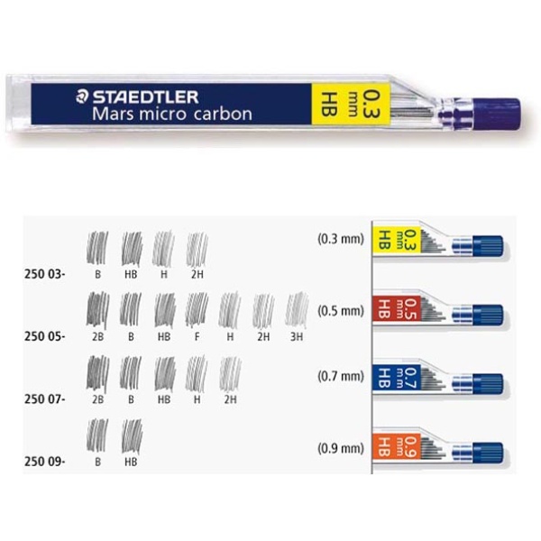 12 astucci da 12 mine 0.5mm 250 05-hb mars®micro staedtler - Z01244