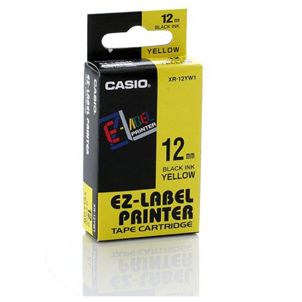 Nastro casio 12mm x 8mt nero su giallo - Z01262