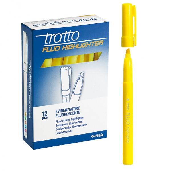 Scatola 12 evidenziatori highlighter giallo tratto fluo - Z01272