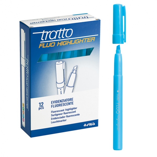 Scatola 12 evidenziatori highlighter azzurro tratto fluo - Z01275