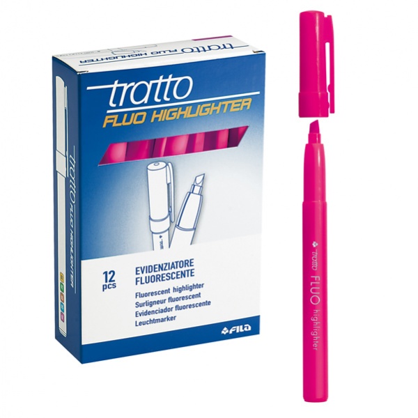 Scatola 12 evidenziatori highlighter rosa tratto fluo - Z01276