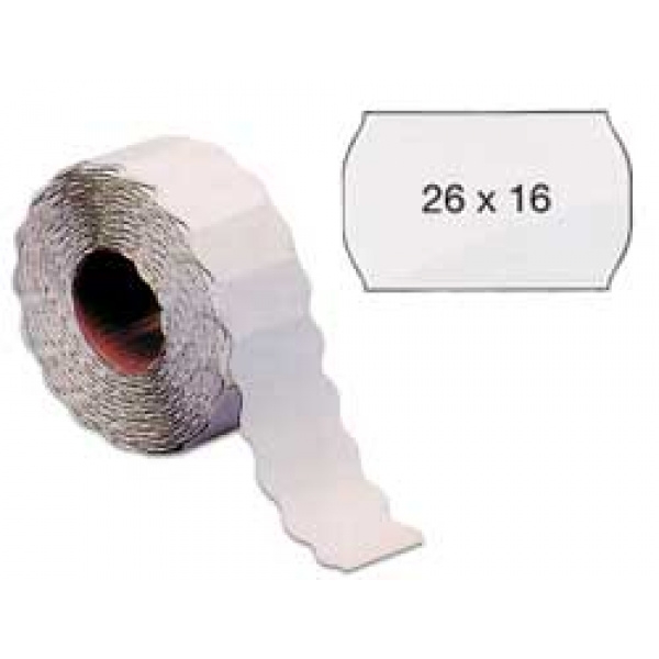 Rotolo 1000 etichette 26x16mm bianche rimovibili a onda markin - Z01415