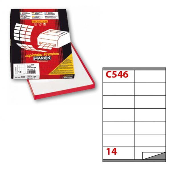 Etichetta adesiva c/546 bianca 100fg A4 105x40mm (14et/fg) markin - Z01440