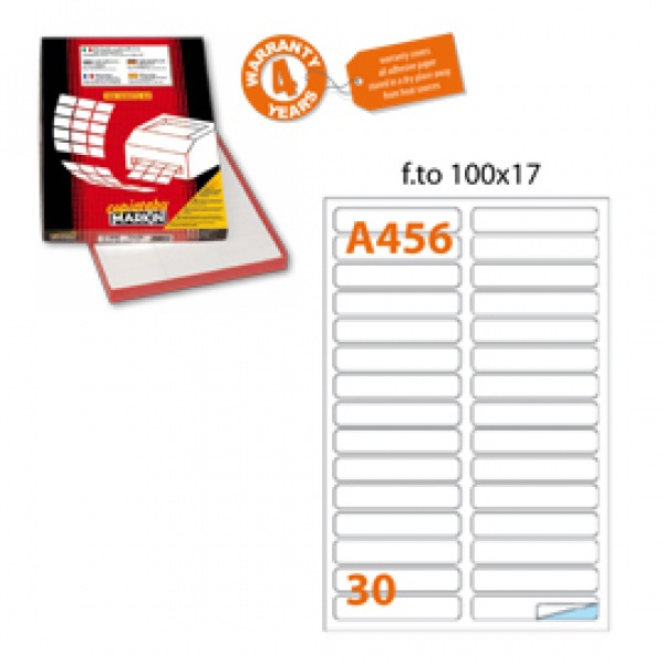 Etichetta adesiva a/456 bianca 100fg 100x17mm (30et/fg) markin - Z01546