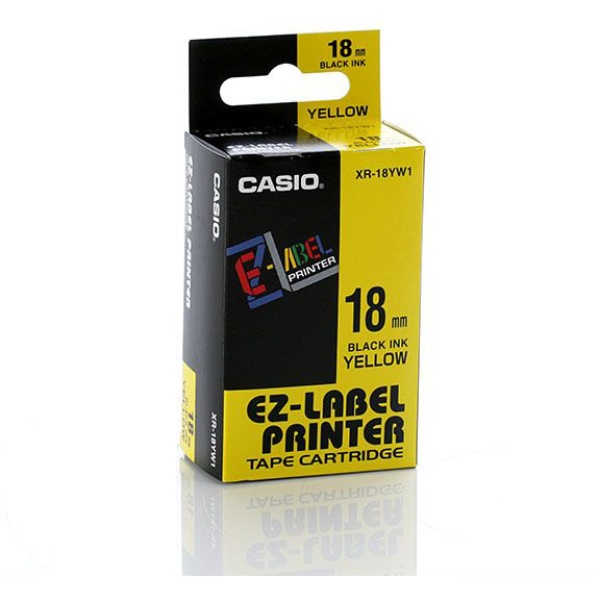 Nastro casio 18mm x 8mt nero su giallo - Z01547