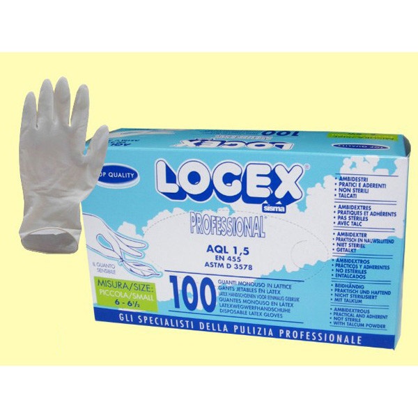 Scatola 100 guanti logex m.piccola in lattice monouso - Z01609