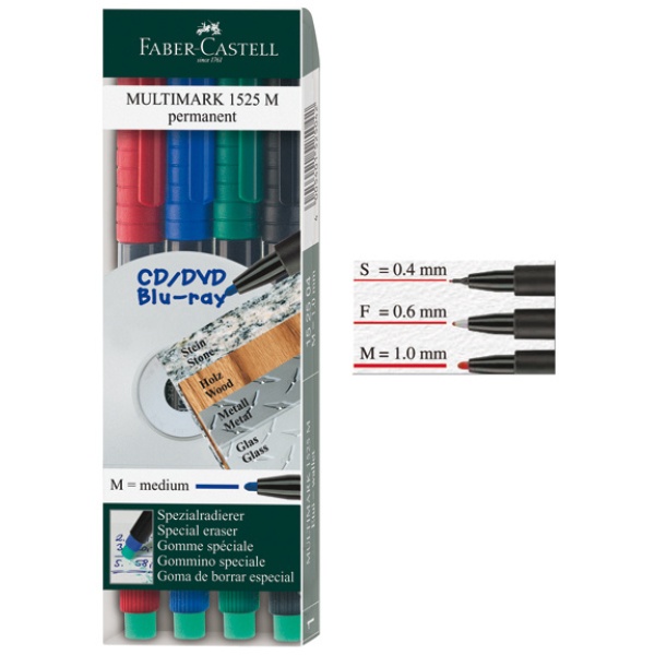 Busta 4 colori pennarello multimark 1,0mm medio faber-castell - Z01894