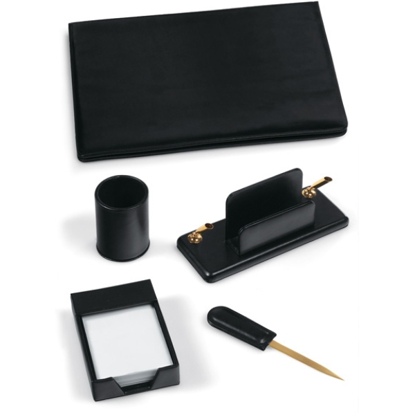 Servizio scrittoio art.119 marrone in similpelle (5 componenti) - Z02041