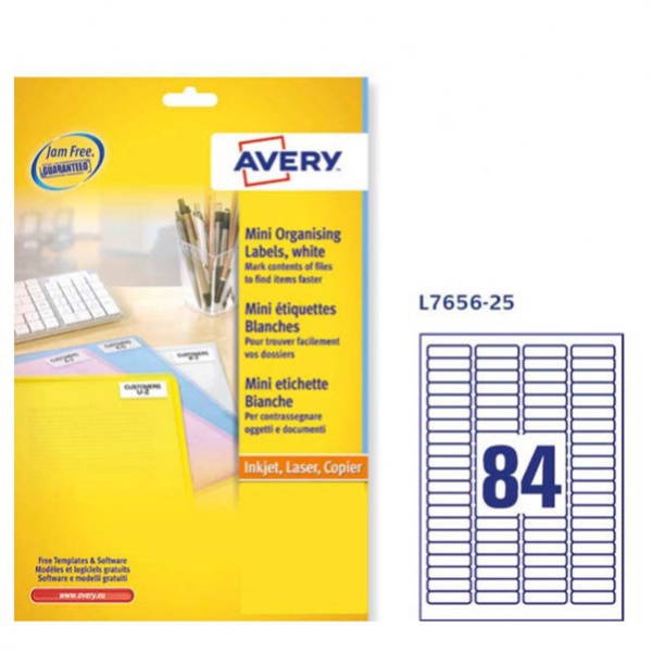 Etichette adesive l7656 bianche 25fg A4 46x11,1mm (80et/fg) inkjet/laser avery - Z02070