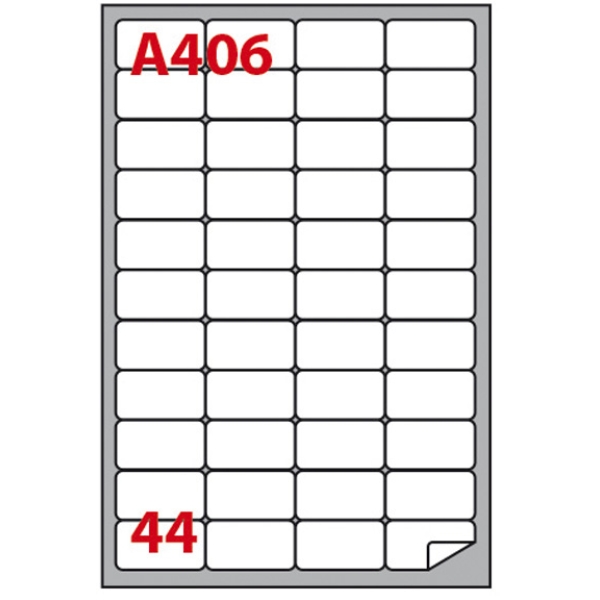 Etichetta adesiva a/406 bianca 100fg A4 47,5x25,5mm (44eti/fg) markin - Z02093
