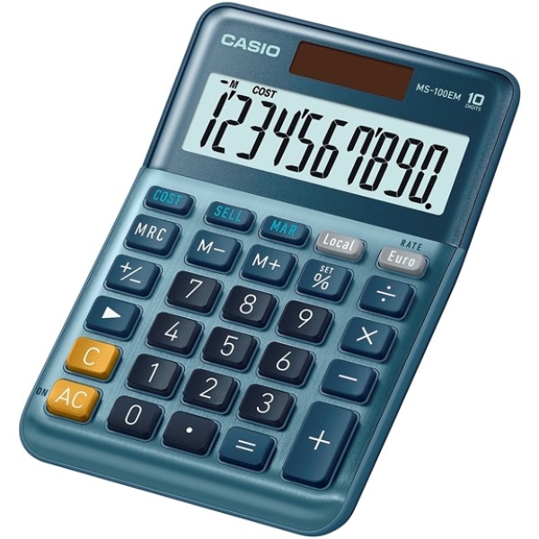 Calcolatrice da tavolo MS-100EM - 10 cifre - blu - Casio - Z02147