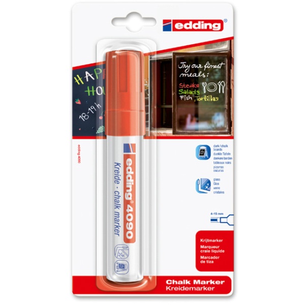 Marcatore edding 4090 rosso p.scalpello - gesso liquido - Z02148