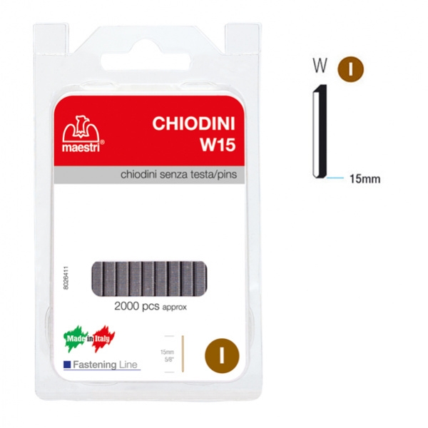 Chiodini s/testa w15 in blister da 2000 c. ro-ma - Z02192