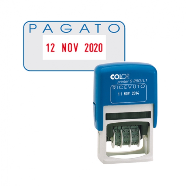 Timbro datario + pagato s260/l2 autoinchiostrante colop - Z02239