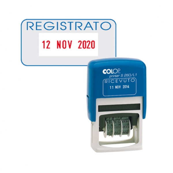 Timbro datario + registrato s260/l3 autoinc.colop blister - Z02240