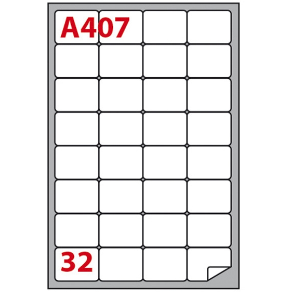 Etichetta adesiva a/407 bianca 100fg A4 47,5x35mm (32eti/fg) markin - Z02371