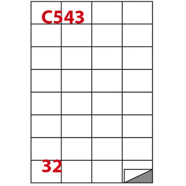 Etichetta adesiva c/543 bianca 100fg A4 52,5x37mm (32et/fg) markin - Z02382