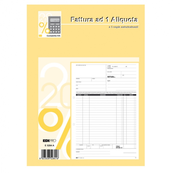 Blocco fatture 1 aliquota iva 33/33/33 fogli autoric. 29,7x21 e5284a - Z02602