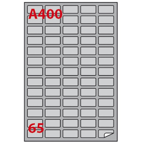 Etichetta adesiva a/400 argento 100fg A4 laser 38,1x21,2mm (65et/fg) markin - Z02701