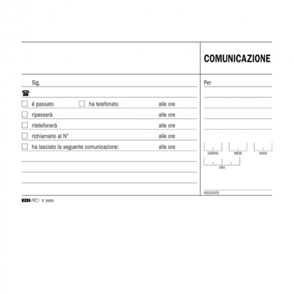 Blocco comunicazioni telefoniche 100fg uso mano 9,9x17 e5693 - Z02758