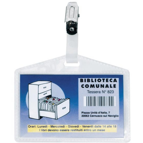 100 portanome pass 3p 9,5x6cm c/clip in metallo s/cartoncino sei rota - Z02903