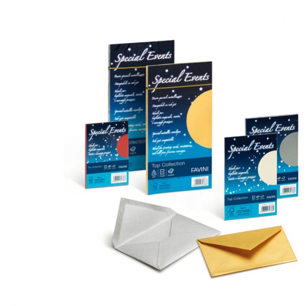 10 buste special events metal 120gr 110x220mm crema favini - Z03066