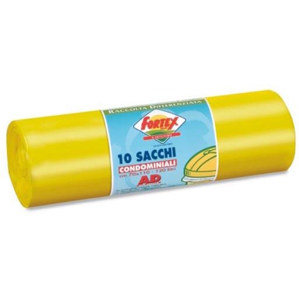 10 sacchi immondizia 70x110cm 120lt hd 16µ giallo logex - Z03525