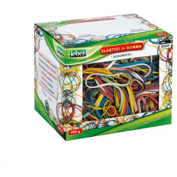 Elastico in gomma misura e colori assort. scatola 500g - Z03606