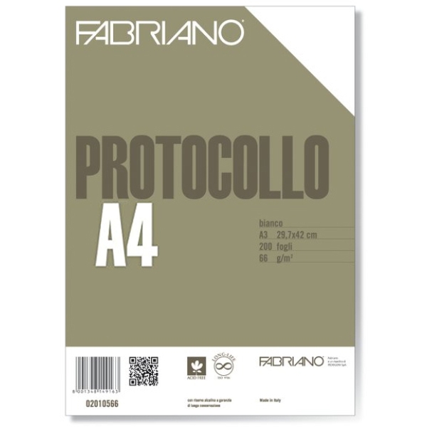 Protocollo A4 1rigo c/margine 200fg 60gr fabriano - Z03687