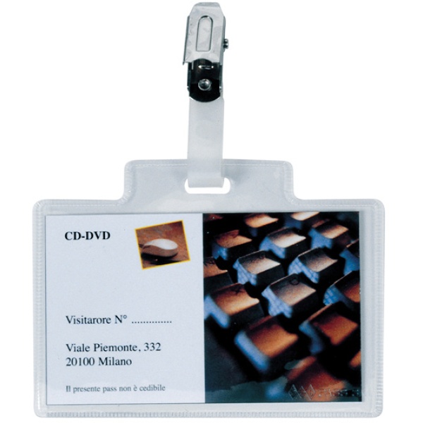 100 portanome pass 3m 9,5x6cm c/clip in metallo s/cartoncino sei rota - Z03700
