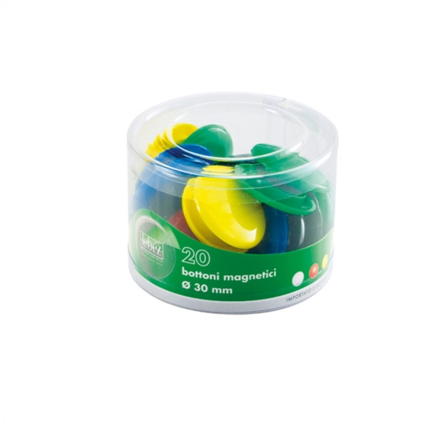 Barattolo 20 magneti tondi ø 30mm colori ass. art.2141 - Z03872