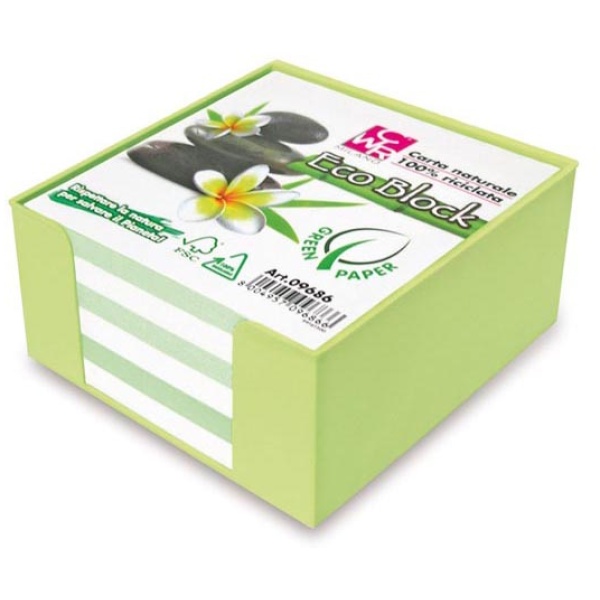 Box colorato c/foglietti carta 100 riciclata 10x10x5cm cwr - Z03953