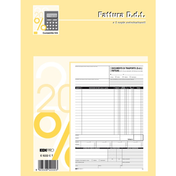 Blocco ddt/fattura 29.7x22cm 33fg 3 copie autoric. e5222ct - Z03961