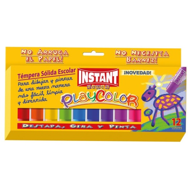 Tempera solida playcolor 12 colori in stick da 10gr - Z03974