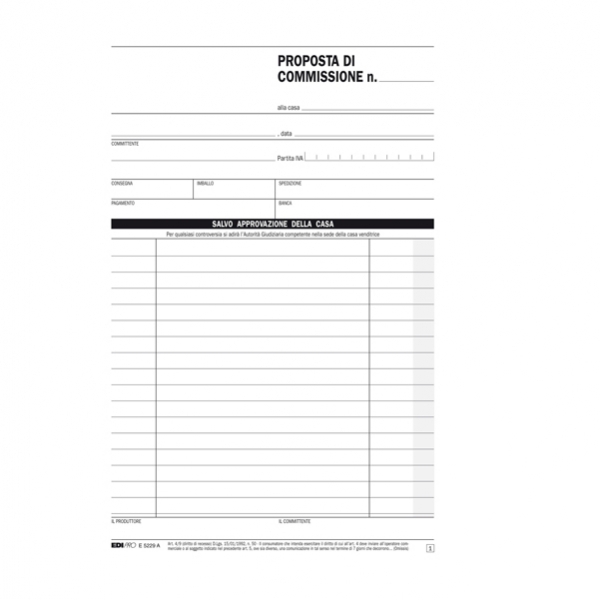 Blocco copia commissione 23x15cm 50fg 2 copie aurotic. e5229a edipro - Z04100