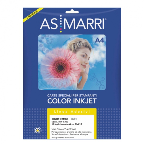 Vinile inkjet A4 adesivo bianco permanente 10fg marri - Z04149