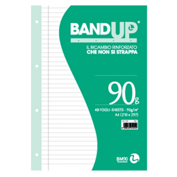 Ricambi forati rinforzati bandup A4 90gr 40fg 1rigo c/margine bm - Z04222