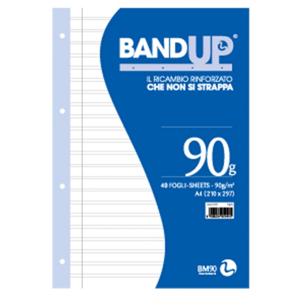 Ricambi forati rinforzati bandup A4 90gr 40fg rigo di 1a bm - Z04228