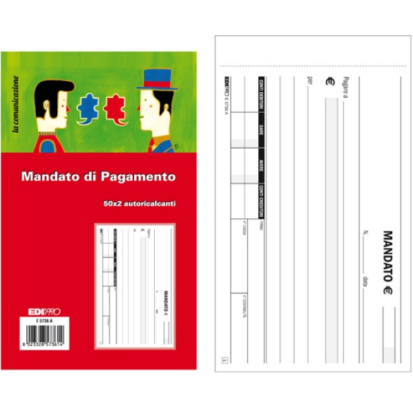 Blocco mandato di pagamento 9,9x17cm 50x2fg autoric. e5736a - Z04446