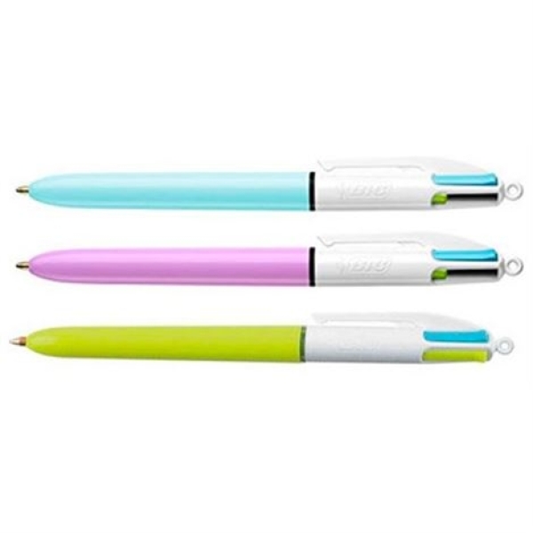 Penna a sfera 4 colori Bic Fun multicolore - tratto 1 mm - fusto colori  assortiti (conf. 12)