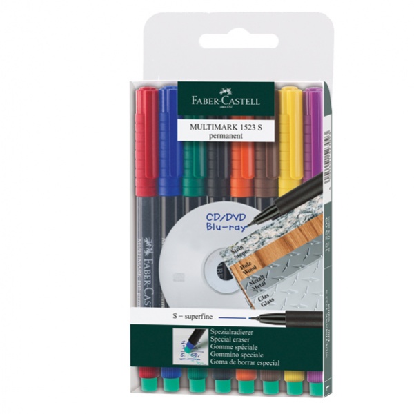 Busta 8 colori pennarello multimark 0,4mm superfine faber-castell - Z04742
