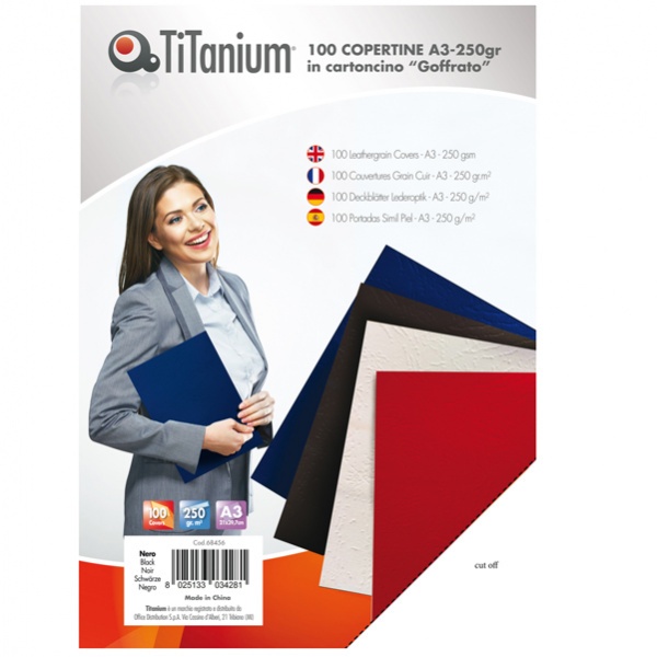 100 copertine A3 cartoncino goffrato 250g nero titanium - Z04800