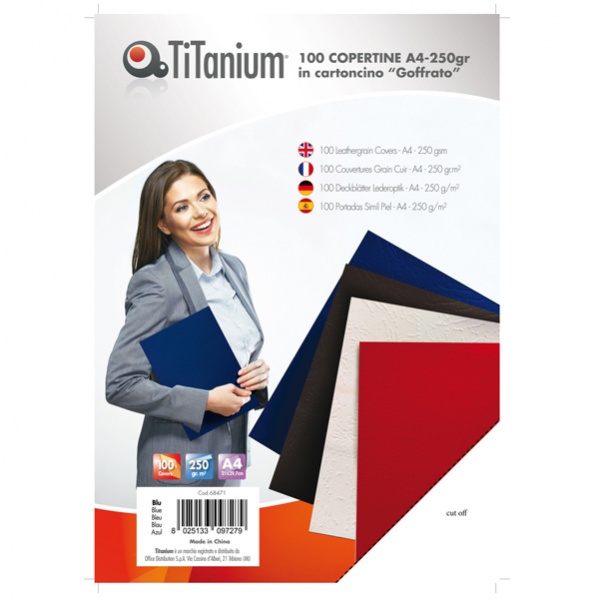 100 copertine A4 cartoncino goffrato 230g blu titanium - Z04808