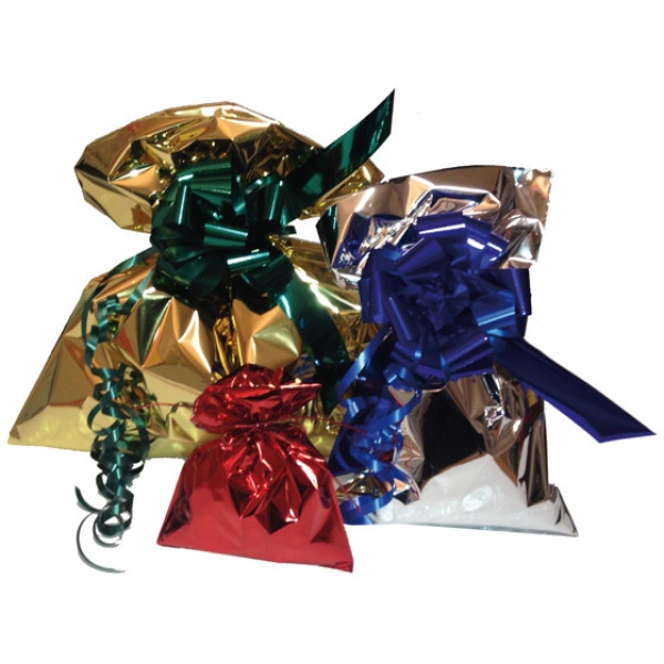 50 buste regalo in ppl metal lucido 35x50cm blu senza patella adesiva - Z05185