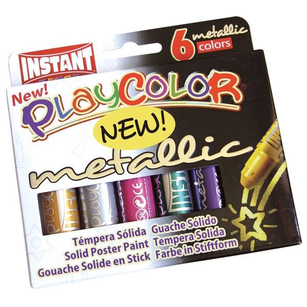 Tempera solida playcolor 6 colori metal in stick da 10gr - Z05290