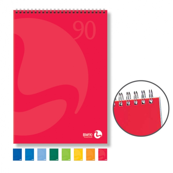Blocco notes spiralato lato corto 210x297mm 90gr 50fg 5mm color bm - Z05293