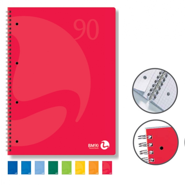 Quaderno A5 163x210mm spiralato 90gr 60fg 4fori microperf. 1rigo colors bm - Z05307