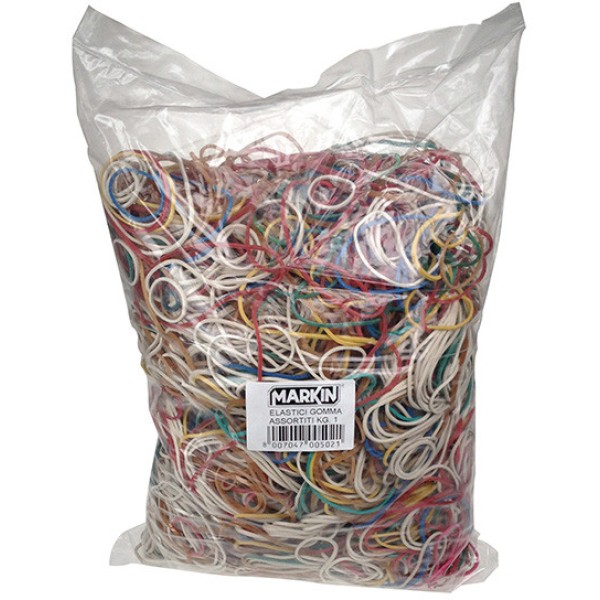 10 sacchetti da 100g di elastico gomma misure e colori assort. markin - Z05597