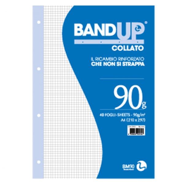 Blocco collato forati rinforzati bandup A4 90gr 40fg 4mm bm - Z05642