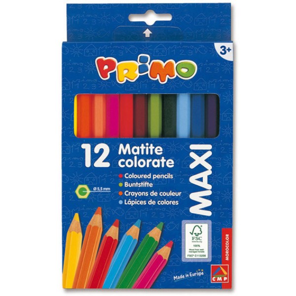 Astuccio 12 pastelli colorati maxi jumbo 100 fsc primo - Z05700